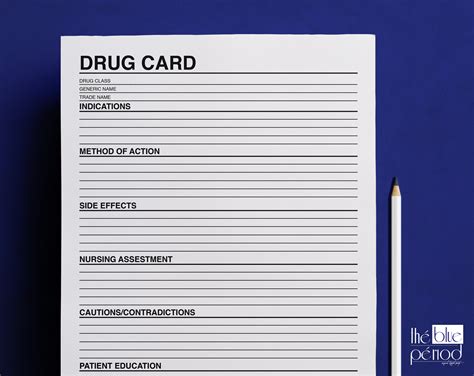 Pharmacology Drug Card Template