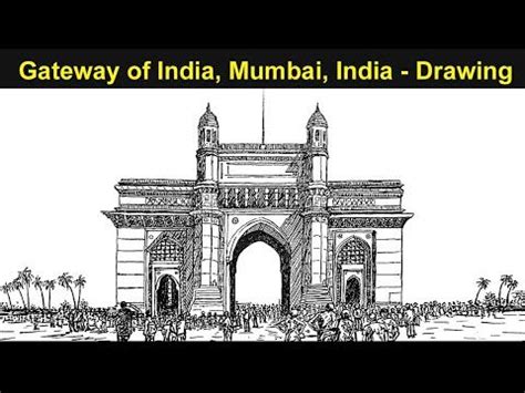 How to draw Gateway of India || Sketch pen drawing for beginners ...