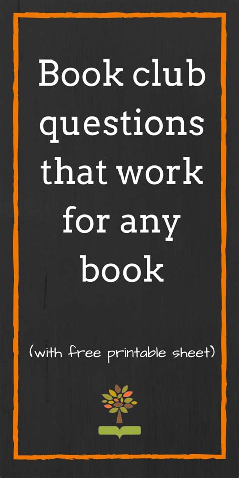 Book club questions that work for any book (with free printable sheet) | Book club activities ...