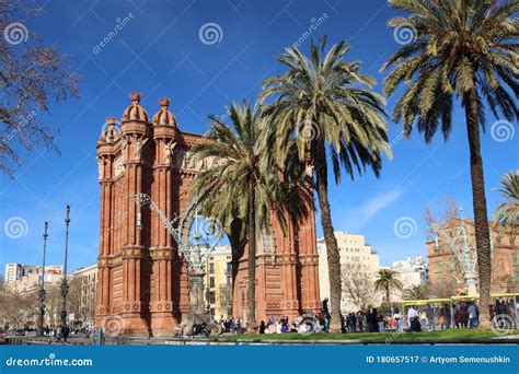 Arc De Triomphe of Barcelona on a Sunny Day, Catalonia, Spain Editorial ...