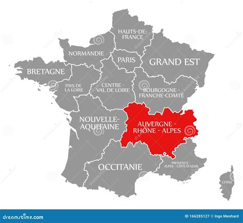 Auvergne-Rhone-Alpes Administrative Map Vector Illustration ...