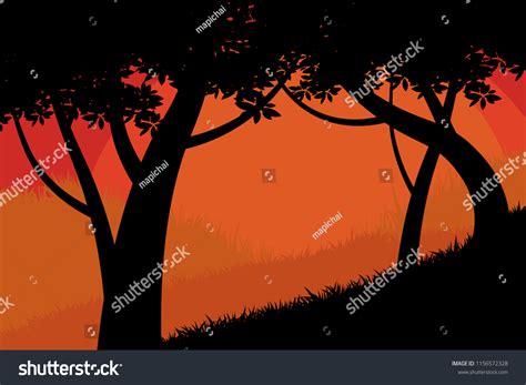 Silhouette Trees Forest Scene Vector Wallpaper Stock Vector (Royalty Free) 1156572328 | Shutterstock