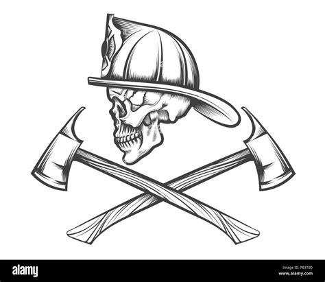 Firefighter axes symbol Black and White Stock Photos & Images - Alamy