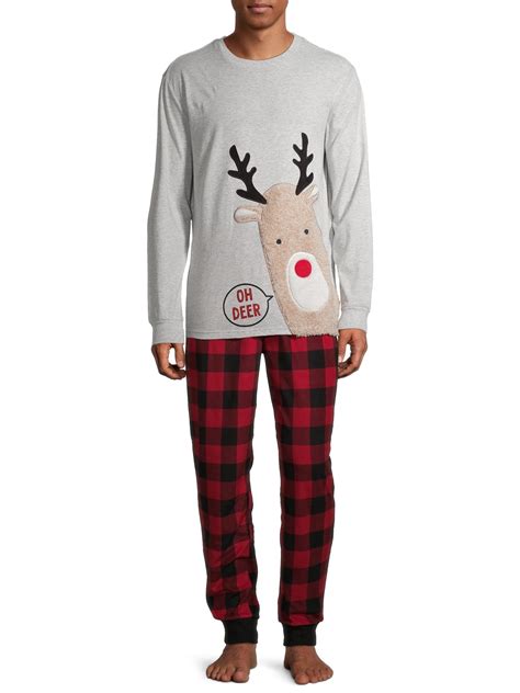 Matching Family Christmas Pajamas Men's Oh Deer 2-Piece Pajama Set - Walmart.com