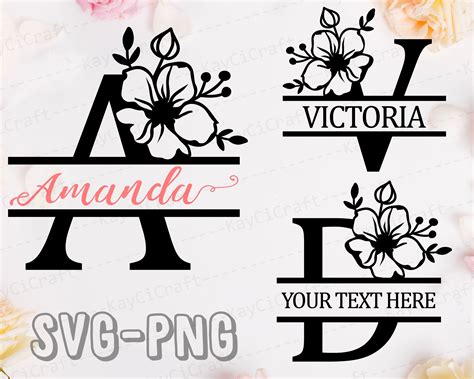 Visual Arts Floral Split Monogram SVG Flower Split Monogram Font Svg Cut Files Cricut Svg ...