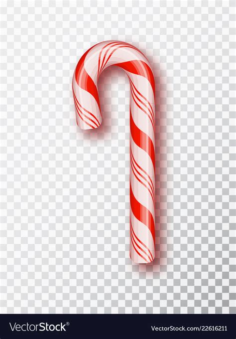 Realistic xmas candy cane isolated on transparent Vector Image