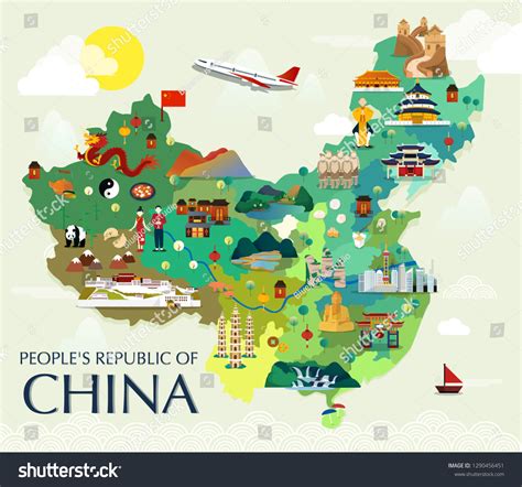 Map China Attractions Vector Illustration Stock Vector (Royalty Free ...