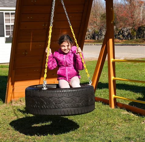 Buy Eastern Jungle Gym Heavy-Duty 3-Chain Rubber Tire Swing Seat with Adjustable Coated Swing ...