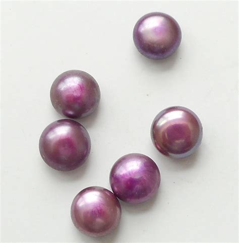 4pcs 9-10mm half drilled purple button pearls fresh water | Etsy