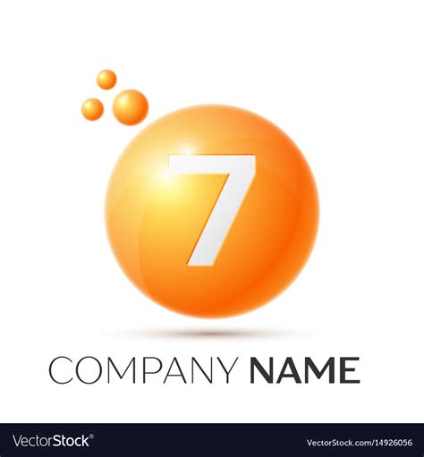 Number seven splash logo orange dots and bubbles Vector Image