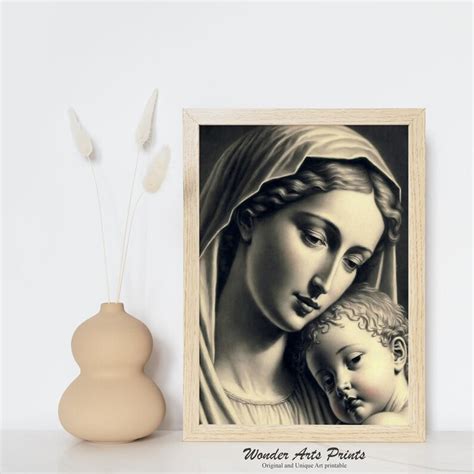 Mary With Baby Jesus Painting, Catholic Wall Art, Mother Mary and Baby ...