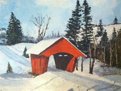 Covered Bridge - Oil Painting by Mom ( D. Baker ) | Family art, Painting, Covered bridges