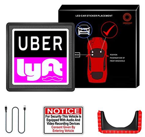 Uber Lyft Sign for Car, Light Up Uber Sign USB Rechargeable,UBER Lyft ...