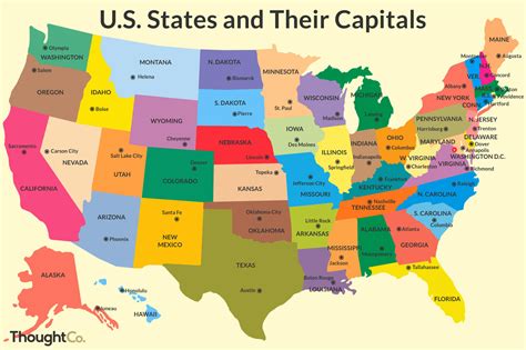 The Capitals Of The 50 US States – Printable Map of The United States