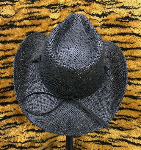 Black Straw Cowboy Hat - Tucson Thrift Shop