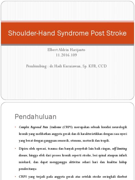 Shoulder-Hand Syndrome Post Stroke | PDF