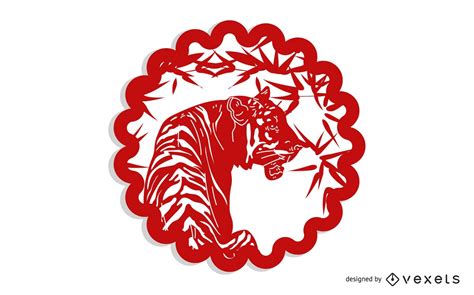 Chinese Tiger Papercut Design Vector Download