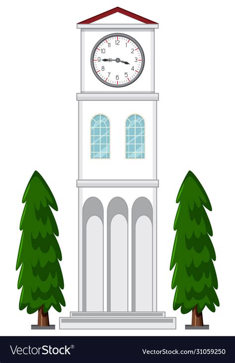 Clock tower on white background Royalty Free Vector Image