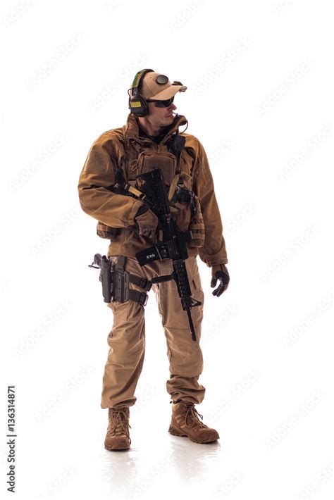 portrait of a man military outfit a mercenary soldier in modern times ...