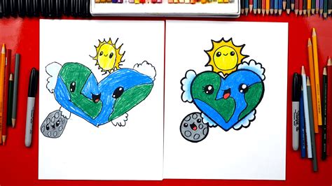 How To Draw The Earth As A Heart - Art For Kids Hub