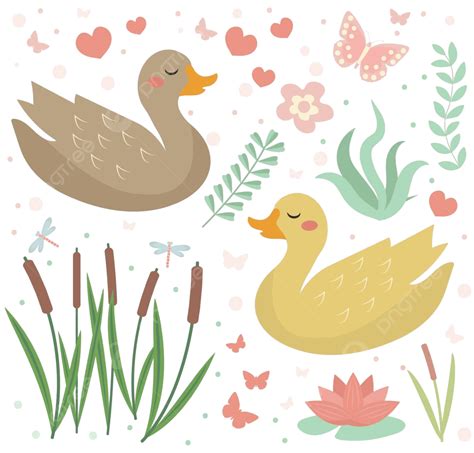 Adorable Duckthemed Design Elements For Kids Clip Art Vector, Baby, Wing, Young PNG and Vector ...