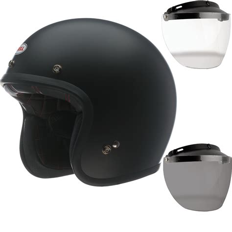 Bell Custom 500 Matt Black Open Face Motorcycle Helmet & Flip Visor ...