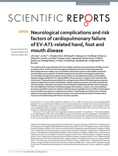 (PDF) Neurological complications and risk factors of cardiopulmonary failure of EV-A71-related ...