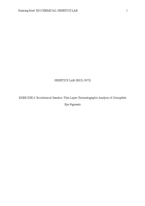 Genetics-lab-report - Genetics-lab-report - Running head: BIOCHEMICAL ...