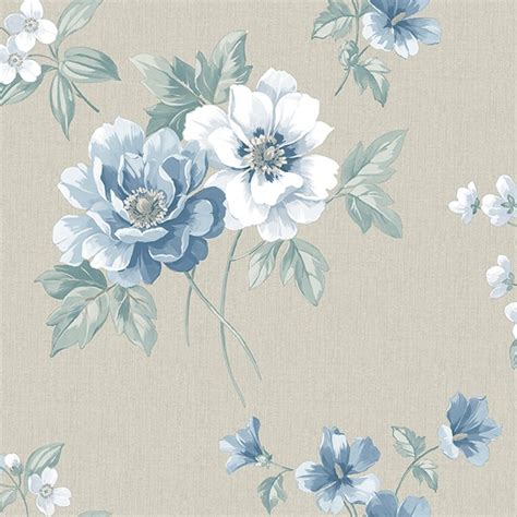 3112-002757 | Keighley Light Blue Floral Wallpaper | Wallpaper Boulevard