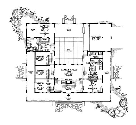 Over 28k Matching Floor Plans | Courtyard house plans, Mediterranean ...