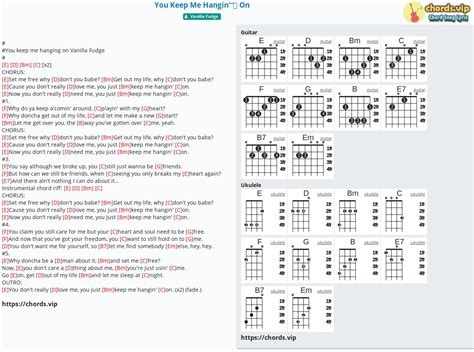 Chord: You Keep Me Hangin' On - tab, song lyric, sheet, guitar, ukulele ...