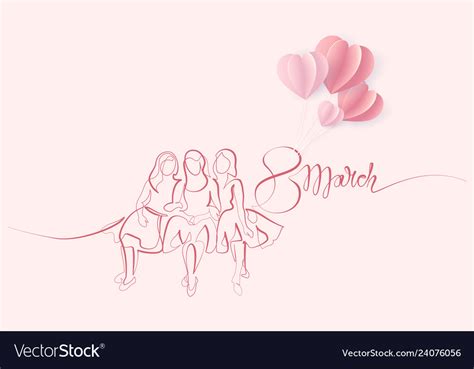 Friends girls sitting together one line drawing Vector Image