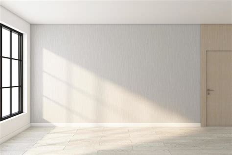 Minimalist empty room with gray wall and wood floor. 3d rendering ...