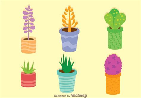 Colorful Vector Plants In A Pot | Color, Vector, Plants