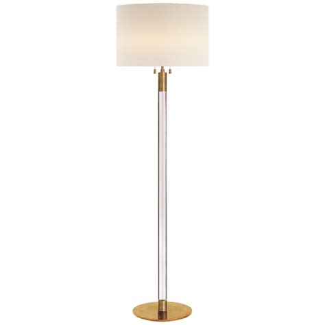 Riga Floor Lamp in Hand-Rubbed Antique Brass and Clear Glass with Linen Shade | Floor lamp ...