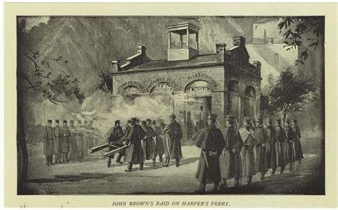 A print of the engine house occupied by John Brown and his raiders as US Marines attempted to ...