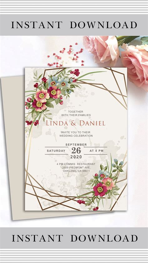 Modern Wedding Invitation Template for Download Photo Wedding Invite Postcards Invitations Paper ...