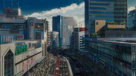 Wallpaper : anime, landscape, clouds, city, urban, sky 2048x1152 - snc - 1685737 - HD Wallpapers ...