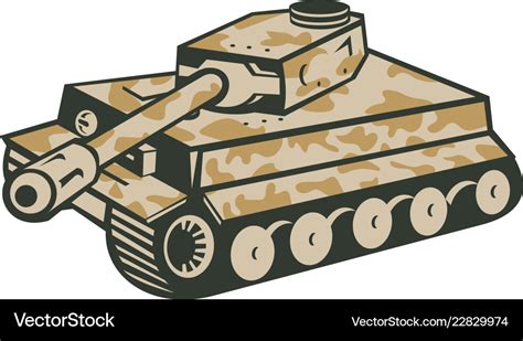 World war two panzer tank retro Royalty Free Vector Image