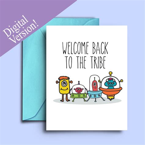 Printable Alien Welcome Home Cards Welcome Back Dad Greeting Cards Funny Welcome Cards for ...