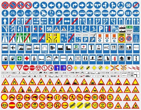 Premium Vector | Big set of road signs European road signs