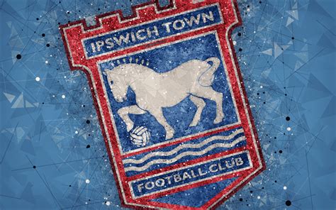 Download wallpapers Ipswich Town FC, 4k, geometric art, logo, blue ...