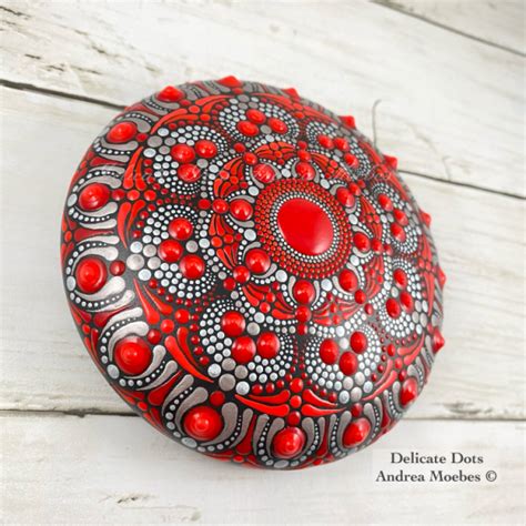 One XL Detailed Custom Mandala Stone Painting - Delicate Dots