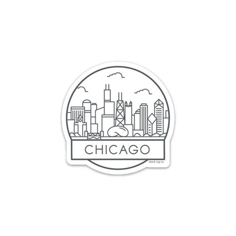 The Chicago Cityscape Sticker — blank tag co. | Black and white stickers, Chicago cityscape ...