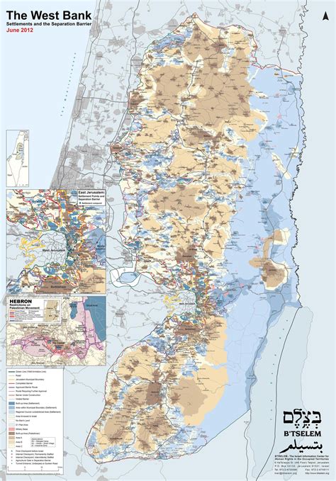 Hi-res map of the Occupied West Bank (2012), including settlements ...