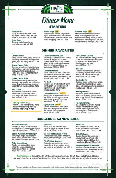 Metro Diner menu in Wilmington, Delaware, USA