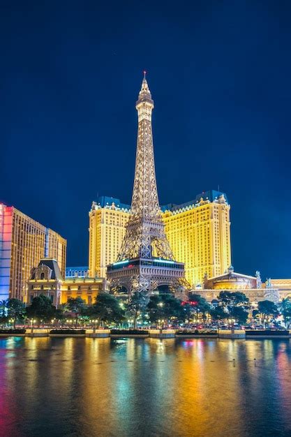 Premium Photo | The Eiffel Tower at night in Paris Las Vegas