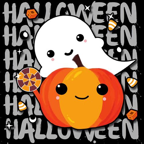 Cute Halloween Ghost With Funny Halloween Background For Halloween Fun Digital Art by Howling ...