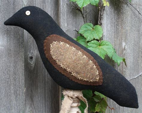 Primitive Large Wool Folk Art Crow Make Do | Etsy | Primitive crafts ...