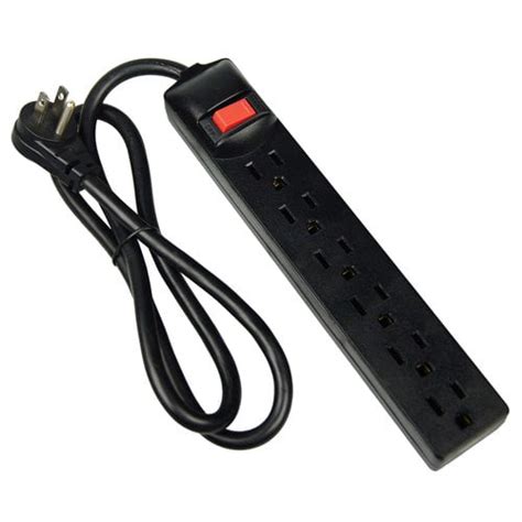 6-Outlet Power Strip, Black - Walmart.com - Walmart.com